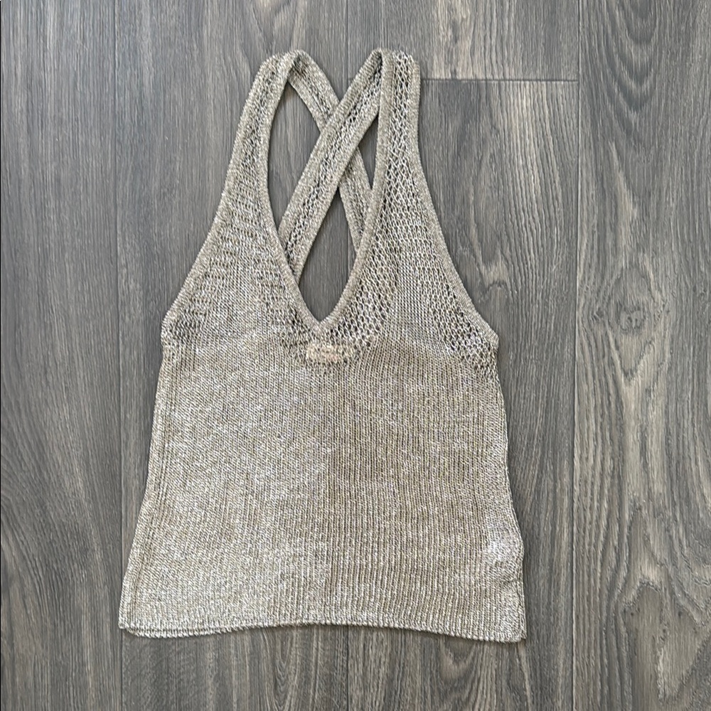 Free People Intimates Women's Metallic Silver Knit Tank Top XS